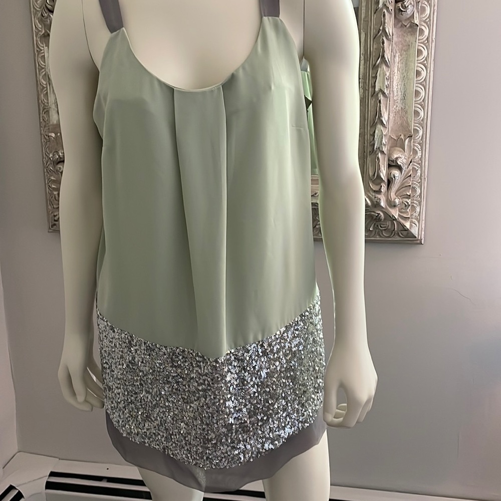 Sparkle in Mint & Silver Sequin Top Sz M